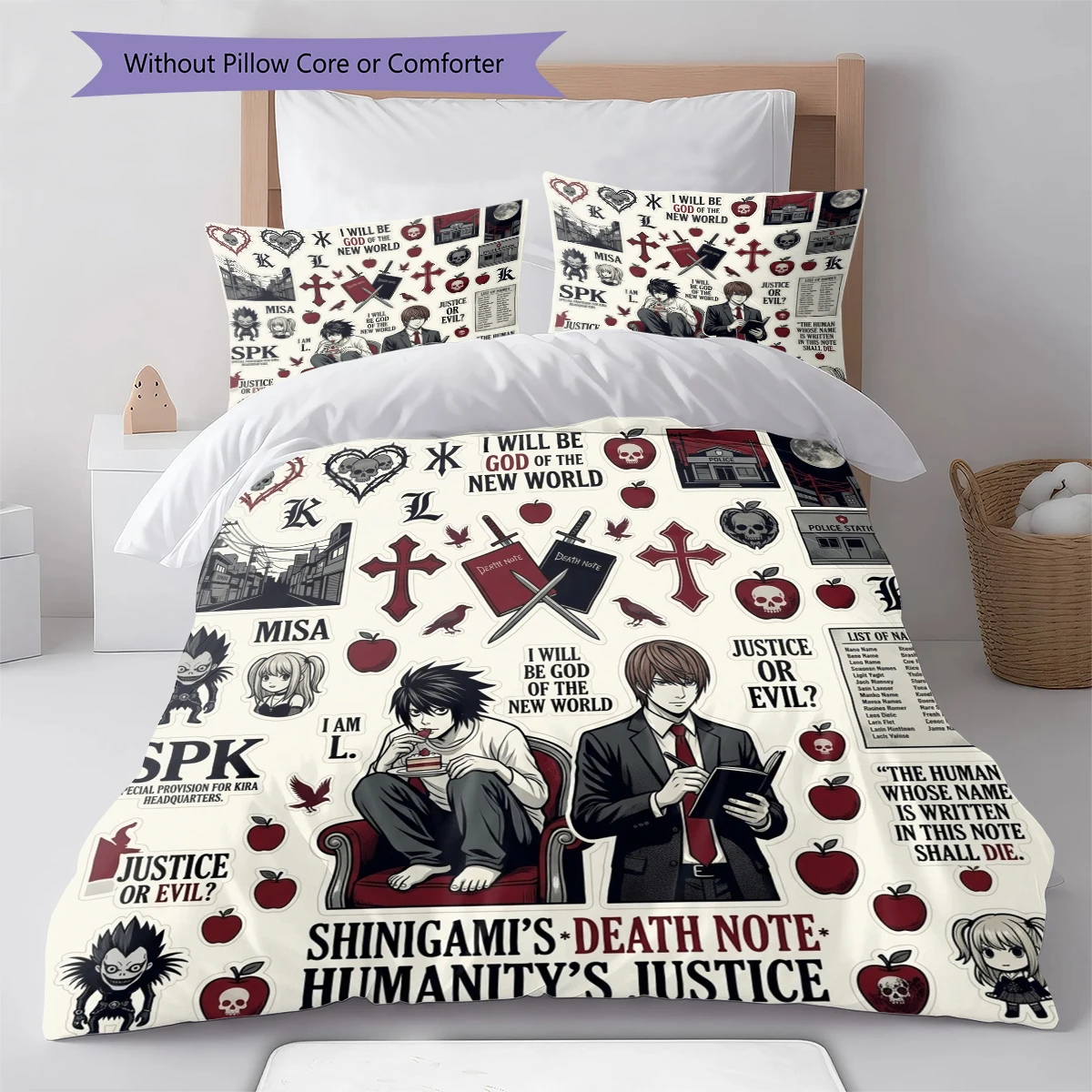 Death Note Soft Cozy Duvet Cover, Kids Bedding Gift Set, Extra LargeDifferent Sizes -HE19