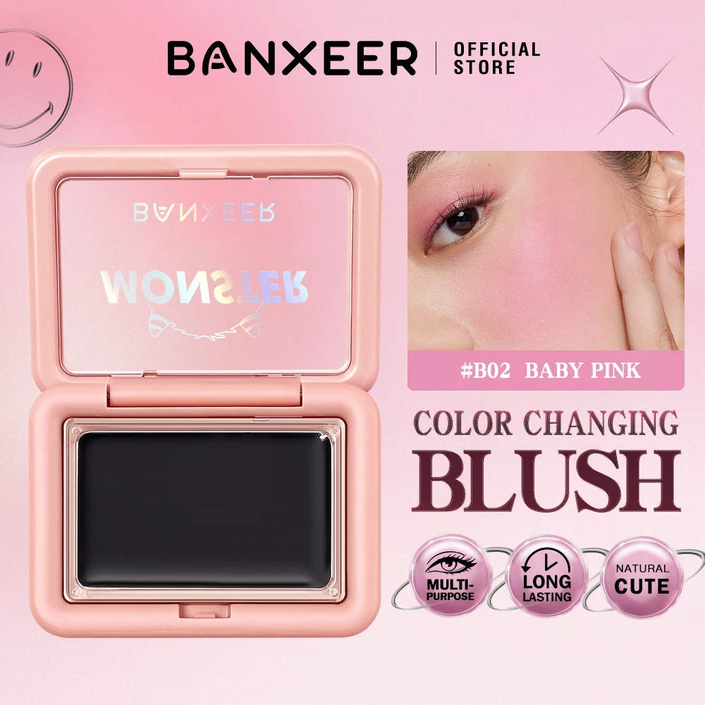 BANXEER 3 em 1 rosto blush creme multi-uso 5 cores em constante mudança fosco shimmer à prova dwaterproof água de longa duração blush maquiagem