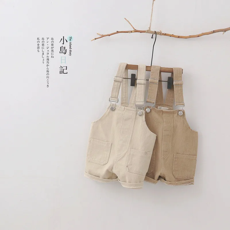 2026 Spring Japanese Style Infant Kids Boys Girls Overalls Comfortable Brief Kids Boys Suspenders Shorts Boys Summer Overalls
