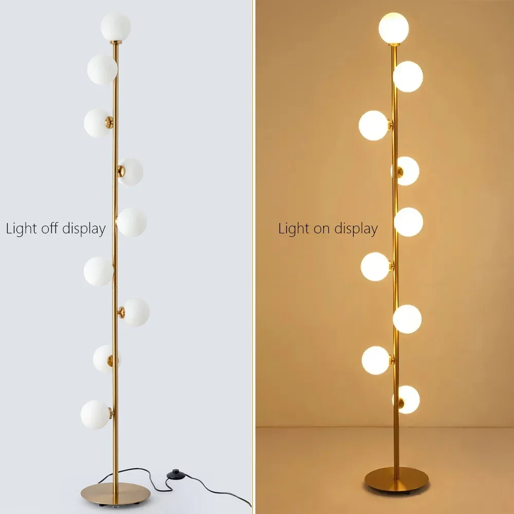 

yyhcNordic Luxury Standing Modern Corner Glass Gold Art Designer Led light, Floor Lamps For Living Room Bedroom Decor night ligh