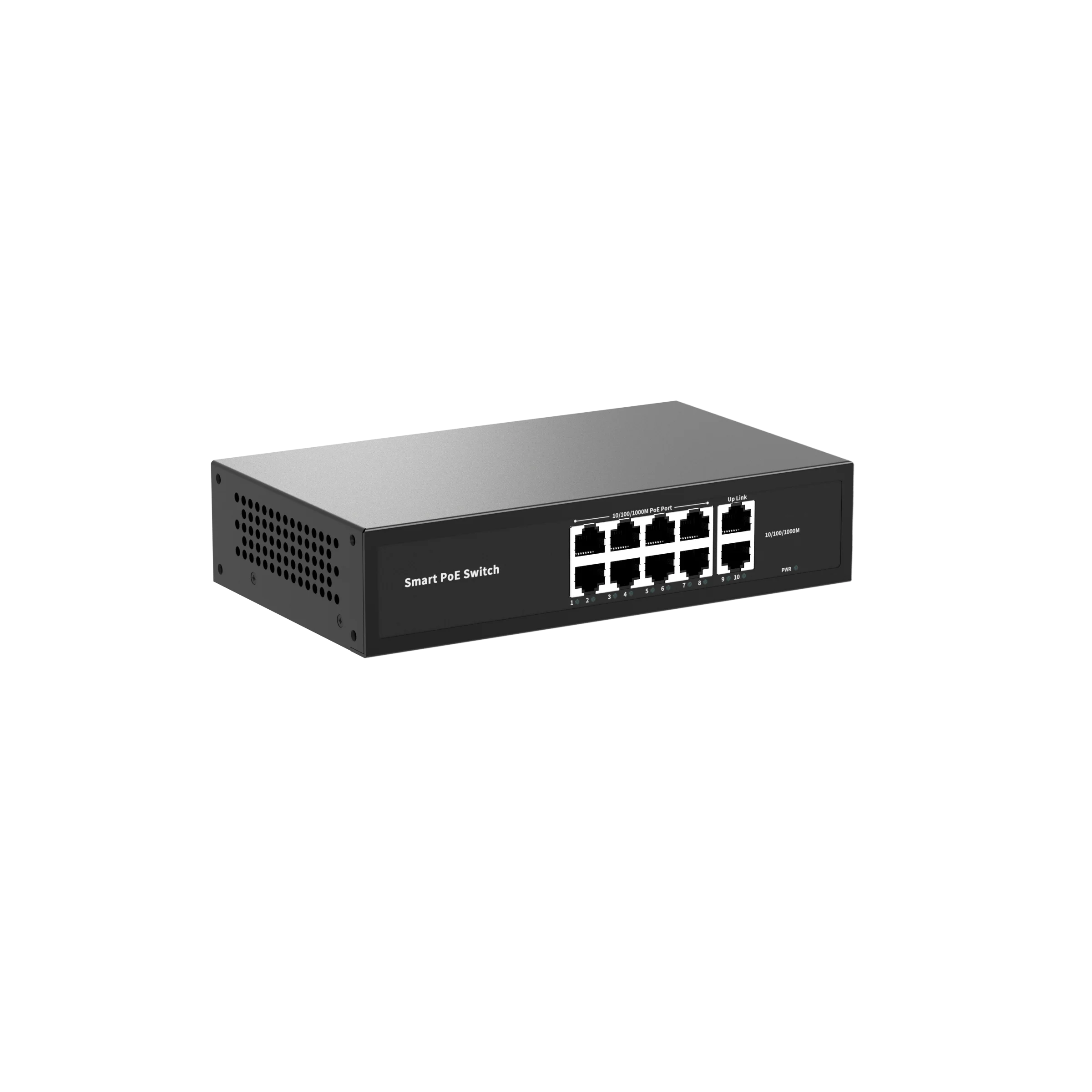 10-Ports 10/100/1000Mbps POE Switch مع 8-PoE و 2-RJ45 لتوصيل الإرسال والتشغيل جيجابت محول إيثرنت الذكي لكاميرا IP