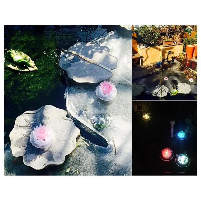Solar Lotus Lamp Powered LED Flower Light Colorful Gradient Pond Light Waterproof LED Cableless Decorative Pool Floating Light