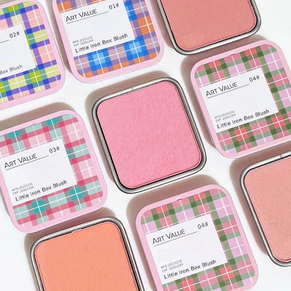 Único blush fosco natural bochecha matiz iluminar rosto à prova dwaterproof água pequena caixa de lata blush pó rosto contorno maquiagem feminina cosméticos
