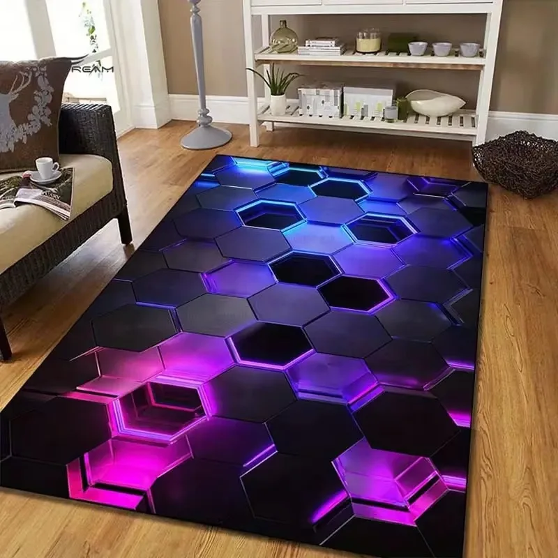 VIKAMA Futuristic Tech Rug: Soft, Warm, and Non-Slip—Perfect for Living Rooms, Sofas, and Game Rooms—Home Furniture