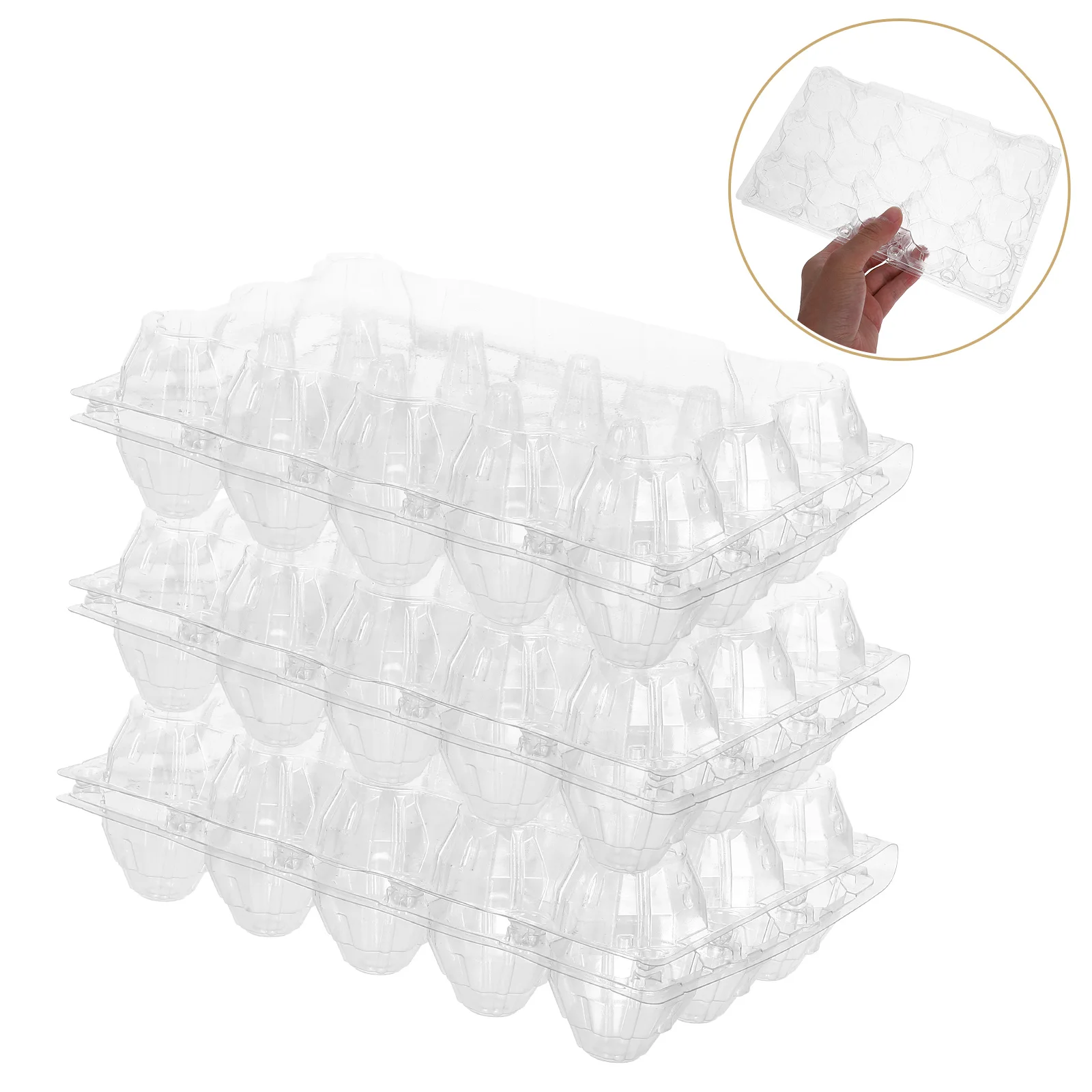 

6pcs Transparent Plastic Cartons Reusable 15 Count Empty Storage Boxes For Refrigerator Kitchen Use Stackable Egg Trays Chicken