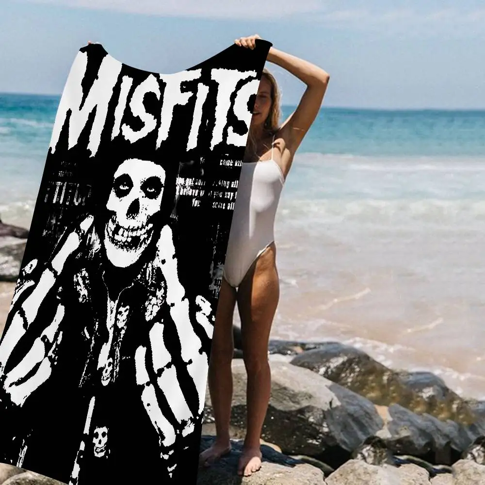 Punk Band The Misfits Microfiber Printed Beach Towel Mountain Climbing Yoga Beach Swimming Running Absorbent Soft Towel
