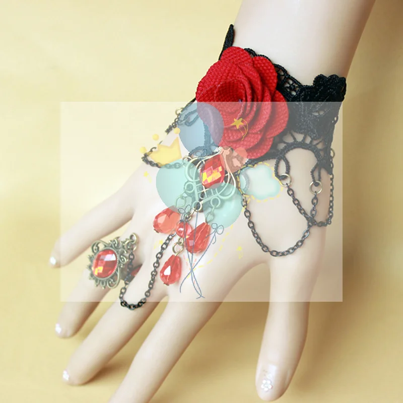 المرأة خمر Steampunk قفازات المعصم الكفة والعتاد مجوهرات للبنات اكسسوارات الأساور الفيكتورية زي الدانتيل Handwear