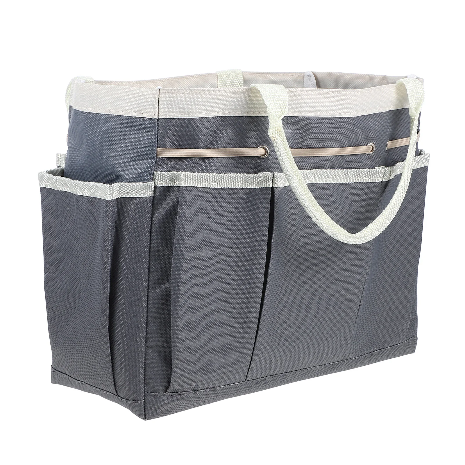 حقيبة تخزين أدوات الحديقة من قماش أكسفورد مقاومة للماء متعددة الأقسام بسعة كبيرة لأدوات البستنة الخارجية باللون الداكن