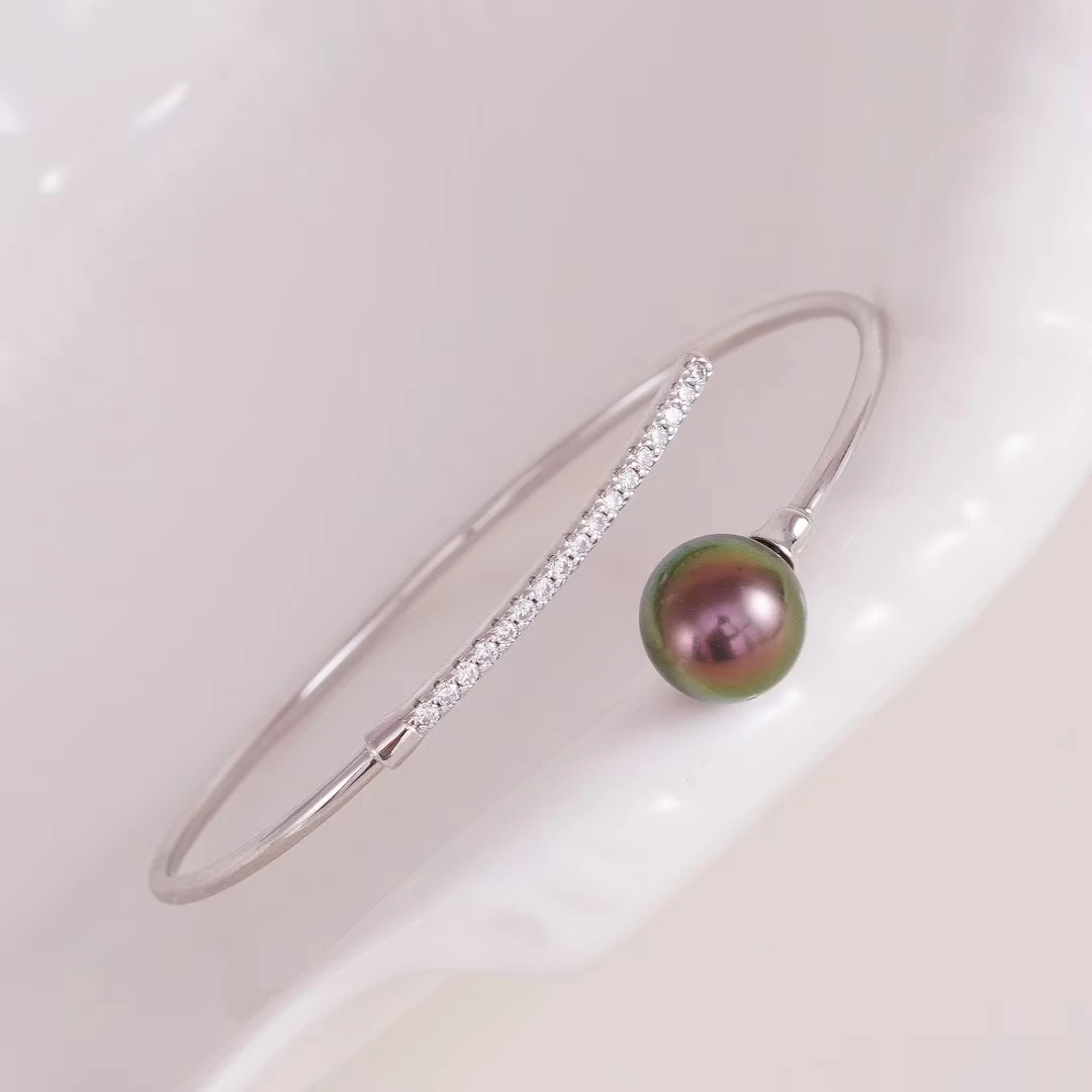 925 Sterling Silver Bracelet Mountings ADJUSTABLE Bangle Findings Jewelry Parts Fittings Accessories for 10-12mm Pearls 3pcs/lot