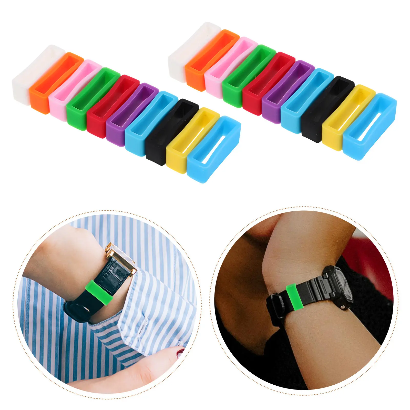 50 Pcs Silicone Fastener Strap Loops Band Retainers for Watches Keeper Replacement