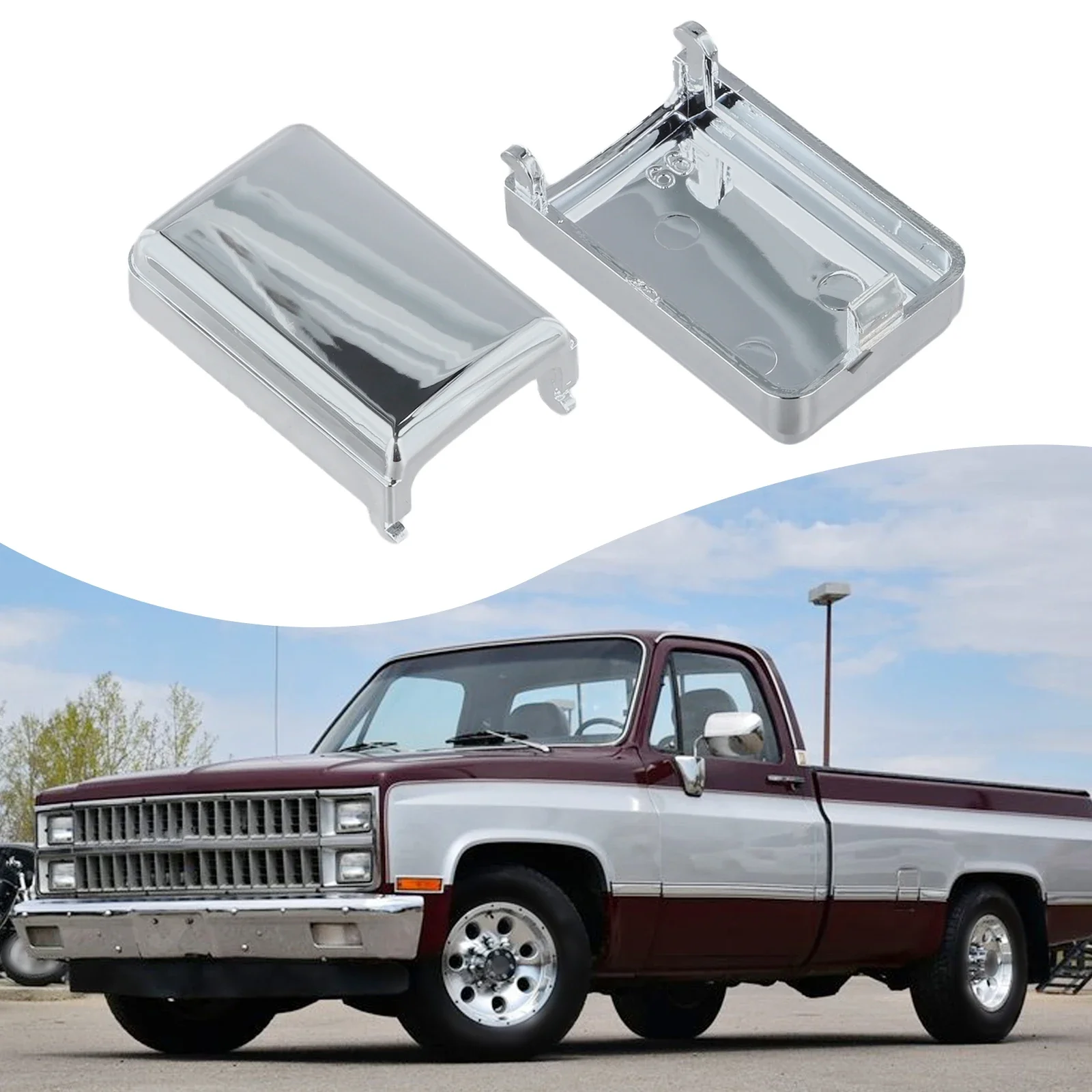 Vehicle Repair Chrome Truck Door Pull Strap Covers 2 Pieces Set Chrome Finish Damaged Strap Replacement Direct Fit Application