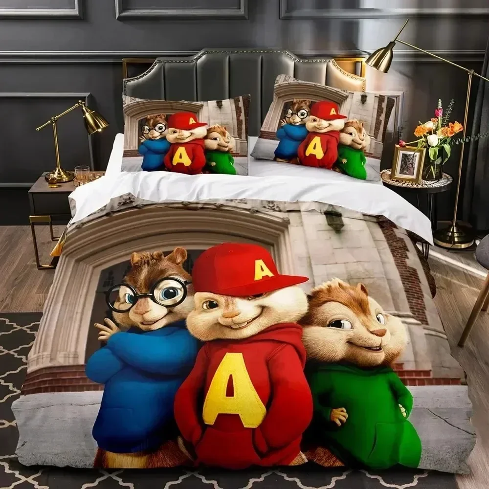 Luxury New 3D Print Cartoon Chipmunks Alvin Bedding Set Duvet Cover Bed Set Quilt Cover Pillowcase king Queen Size Boys Adult 5