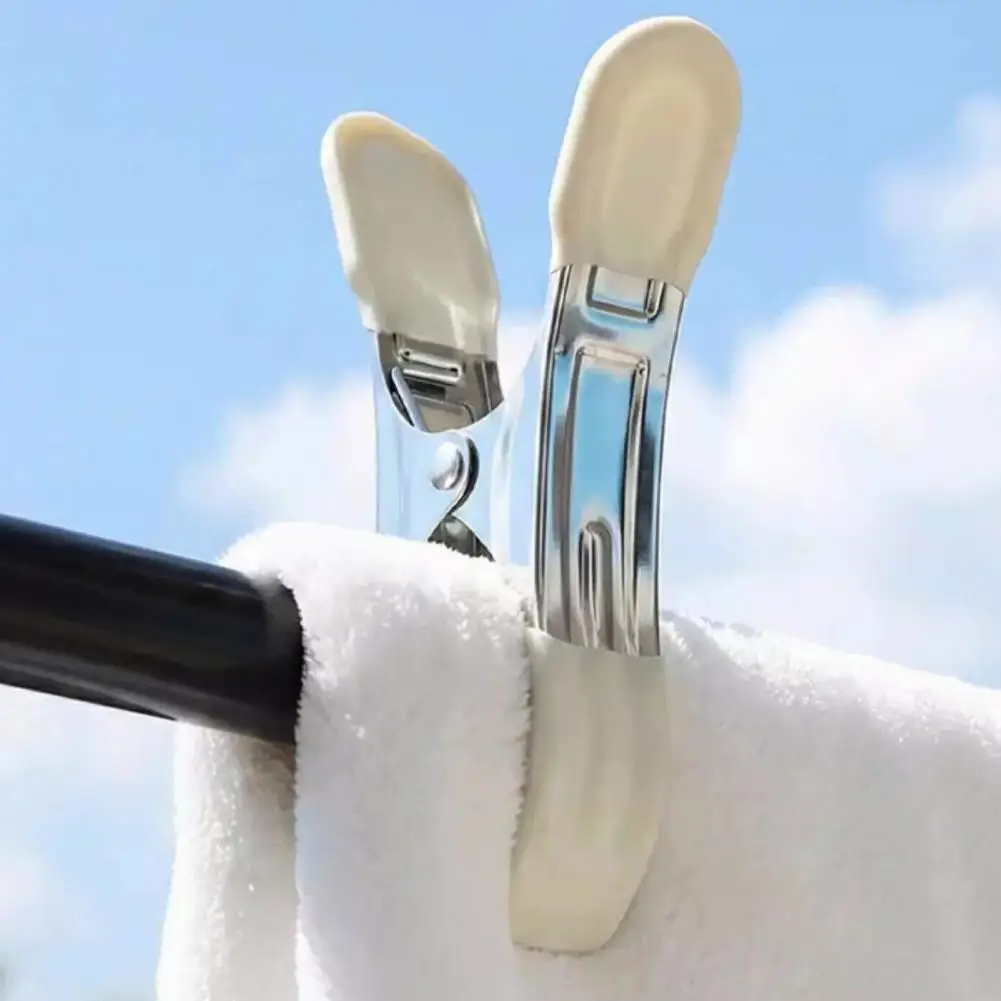 Stainless Steel Fixed Clips for Laundry, Heavy Duty Windproof Clothes Spring Clamp, Anti-slip Protective Clothespins for Shoes A