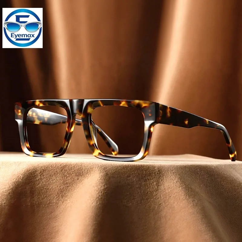 Acetate Square Eyeglasses Frame Men Women Retro Thick Rim Spectacles Frame Anti Blue Light Optical Myopia Prescription Glasses