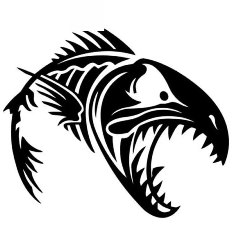 Car Stickers Fish Skeleton Funny PVC Car Decoration Accessories Stickers Creative Waterproof Sunscreen Black/white,15cm*14cm