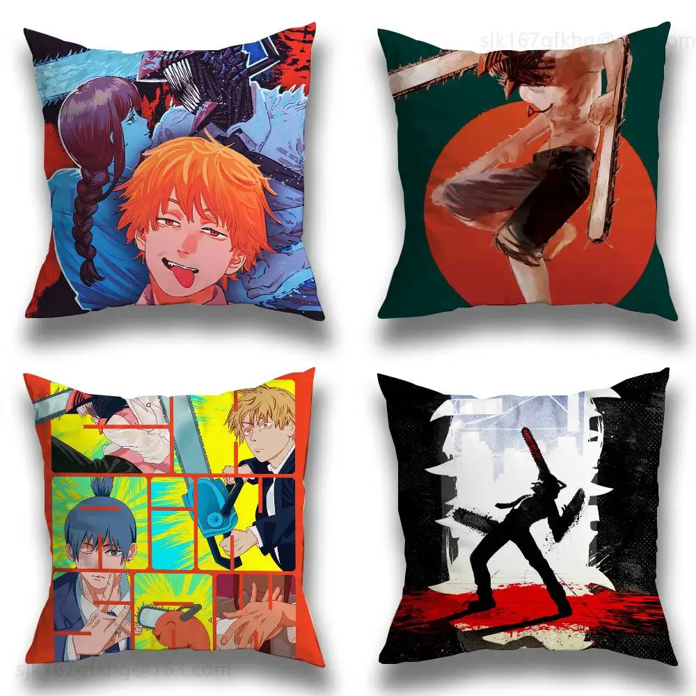 

Anime C-Chainsaw Man Pillow Case Square Double-Sided Printing Short Plush Sofa Cushion Cover Bedroom Bedside Pillow