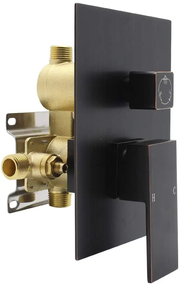 Drettyer Solid Brass Shower Valve Pressure Balancing Mixer Control 3 Outlet Function (Oil Rubbed Bronze)