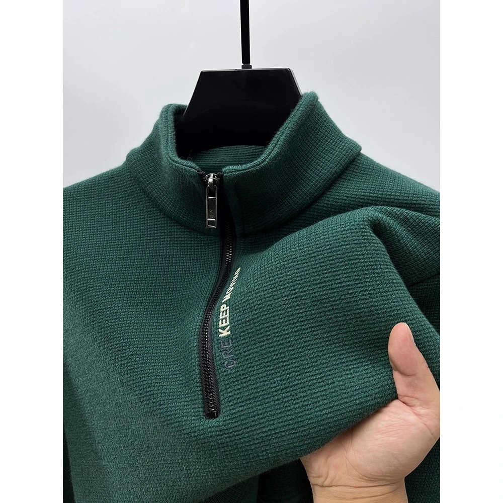 

Thiened Fce Толстовка на молнии Повседневная длинная све Зимняя теплая мужская модная толстовка с воротником-стойкой, дышащая молодежная одежда