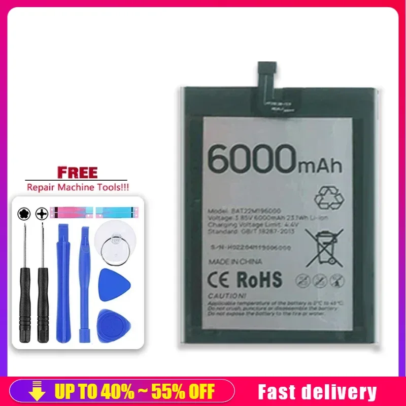 

6000mAh Cell Phone Portable Battery For Doogee BAT22M196000 Replacement Rechargeable Mobile Phone Batteries