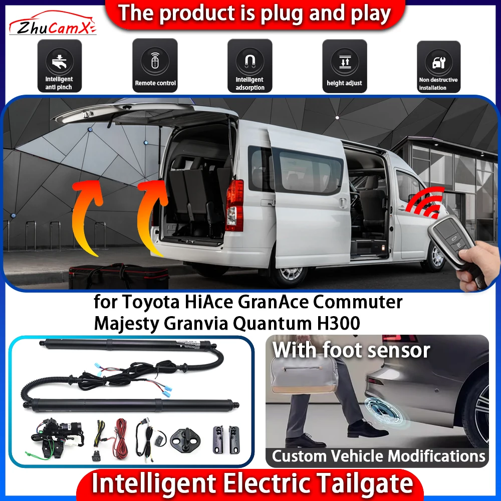 نظام الباب الخلفي الذكي الذي يعمل بالطاقة لسيارة Toyota HiAce GranAce Commuter Majesty Granvia Quantum H300 رافعة صندوق السيارة الذكية الأوتوماتيكية #1