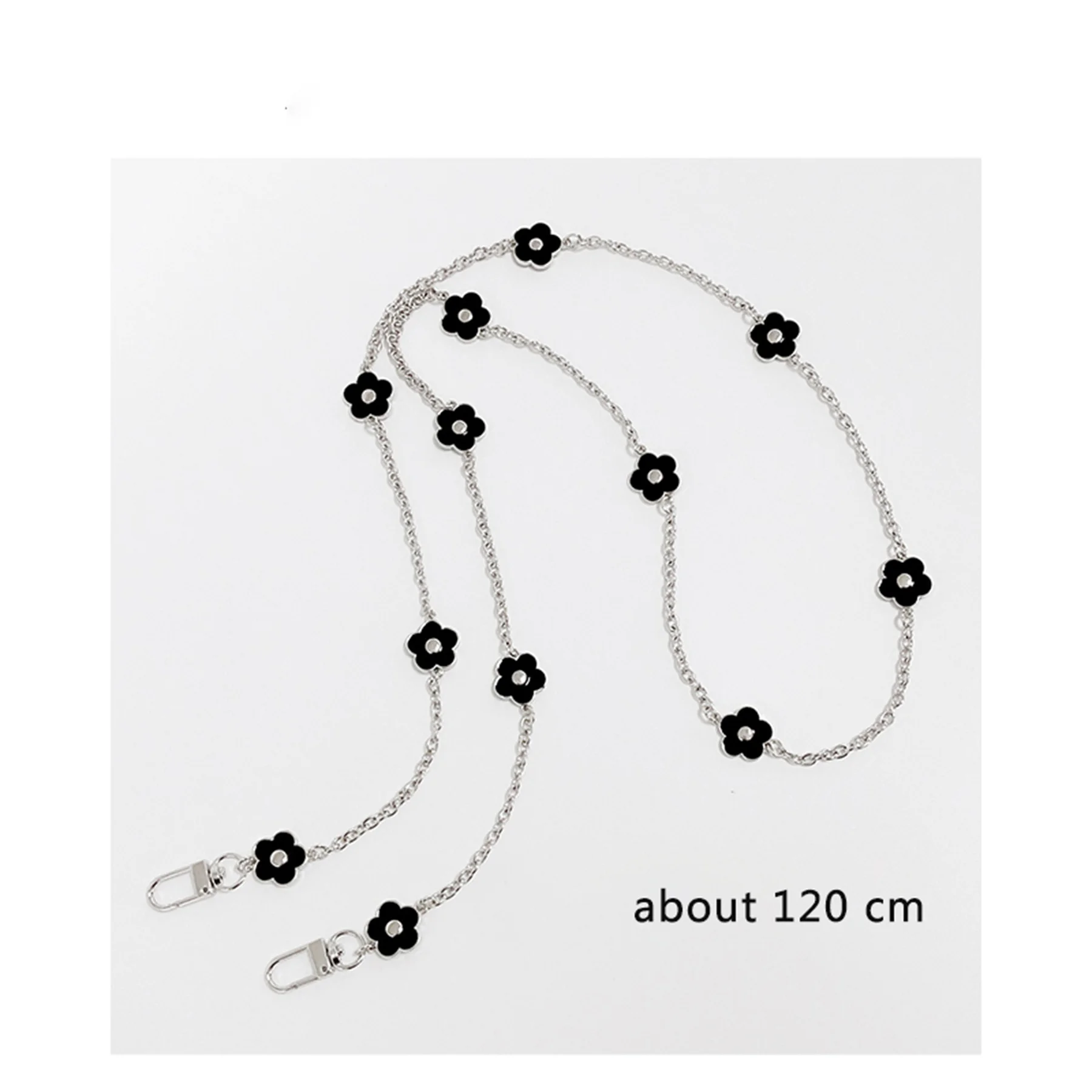 Korean Mobile Phone Corssbody Straps Lanyard Metal Black Flower Floral Bracelet Chain For iPhone 14 13 Pro Max Samsung Flip 3 4