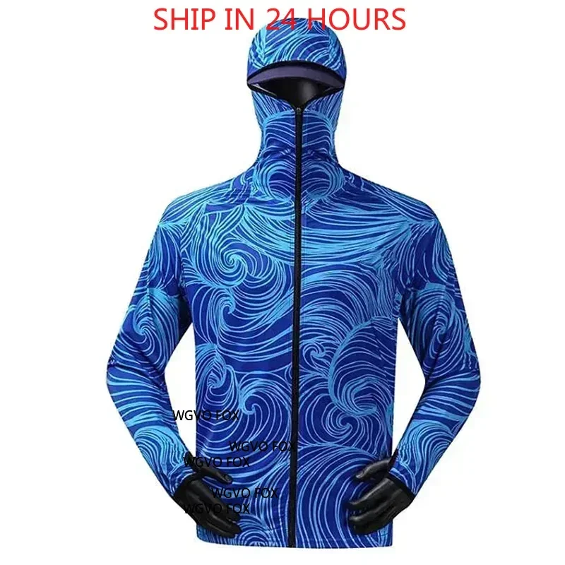 

Рубашки для рыбалки с вентиляционным принтом на открытом воздухе, сублимационные быстросохнущие трикотажные изделия с капюшоном, мужская анти-УФ-одежда для рыбалки