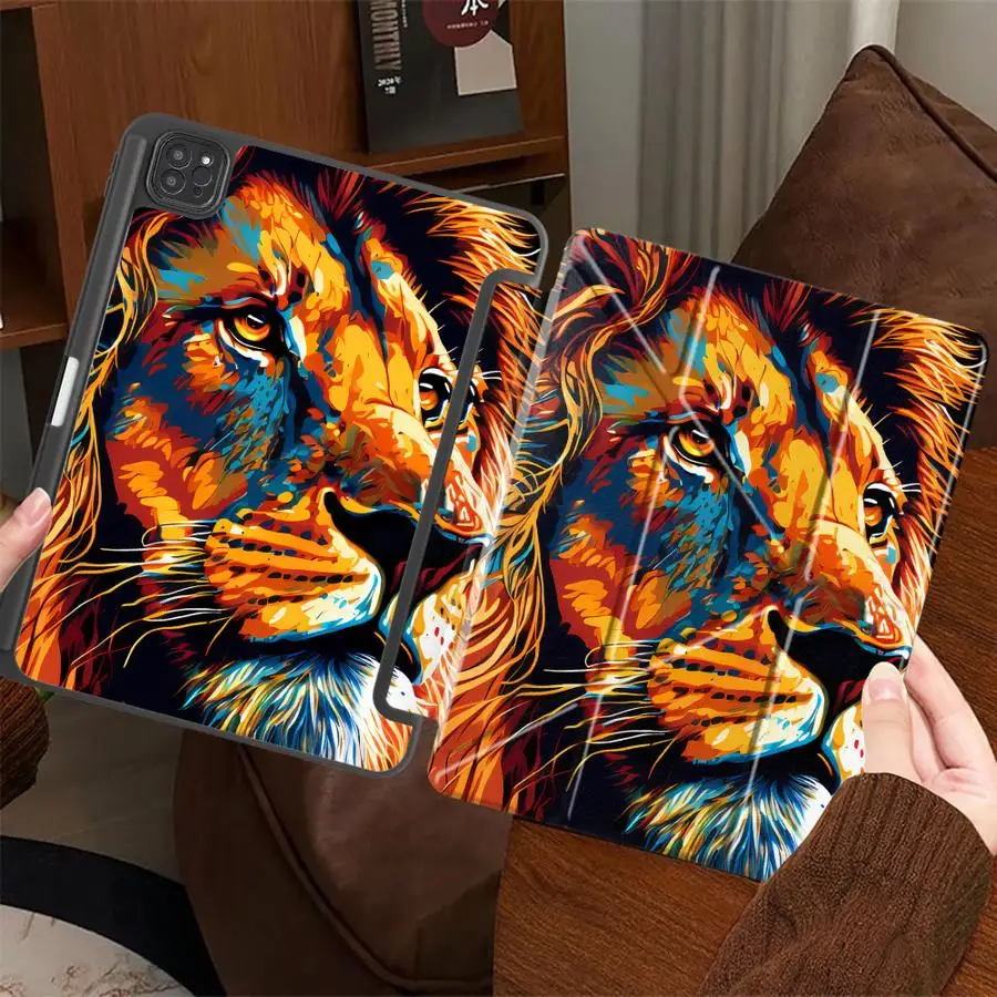 Funda para Tablet con Estampado de León Gris Pitbull para iPad Pro 2025 Mini 6 7 Air 4 5 M3 M2 M4 11 pulgadas Pro 11.ª 10.ª 9.ª 8.ª 7.ª 12.9 pulgadas