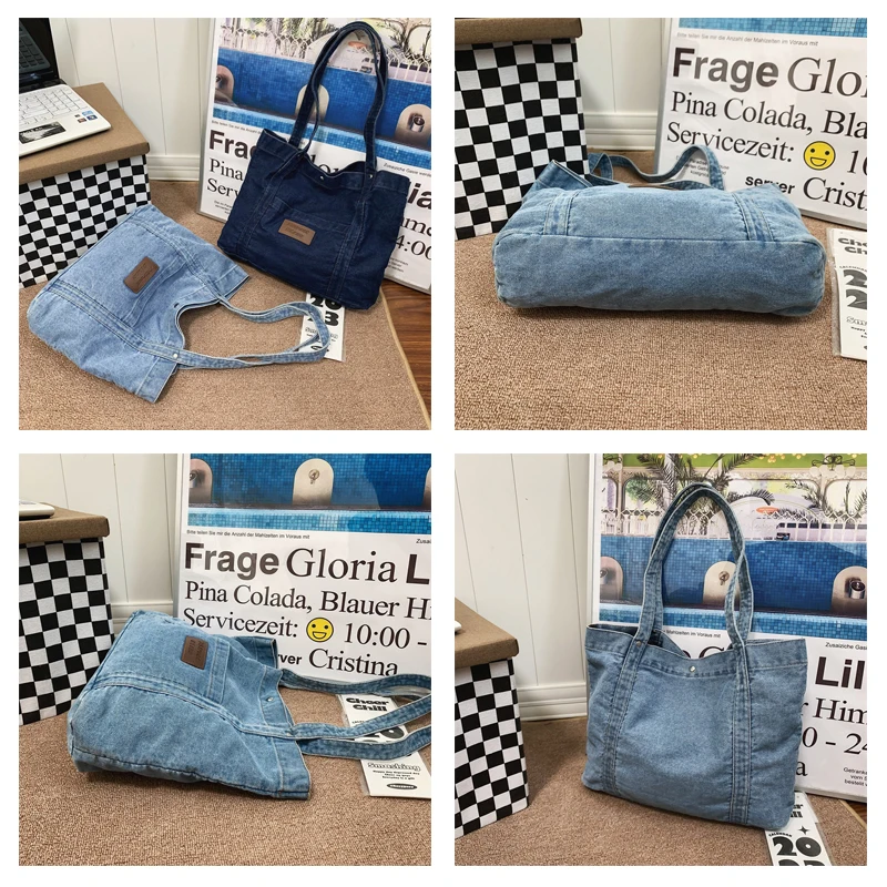 Denim Torba damska New Jeans Messenger Bag Y2K Duża płócienna torba na ramię Student Eco Bag Korean Shopping Handbags Female Book Bag