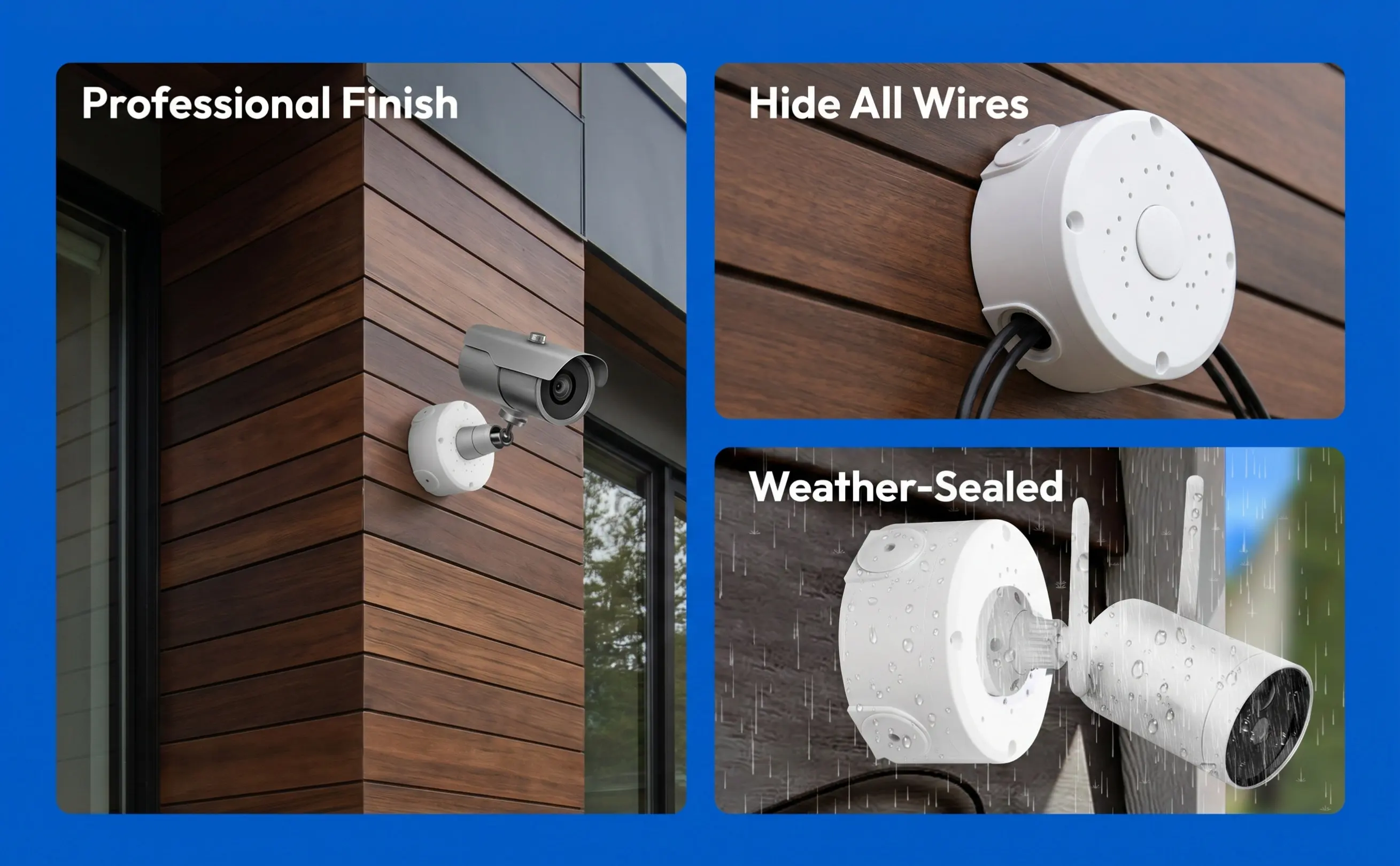 4Pcs Security Camera Junction Box Plastic Outdoor Weatherproof Cable Cover Cord Protector for Dome Cctv Installations