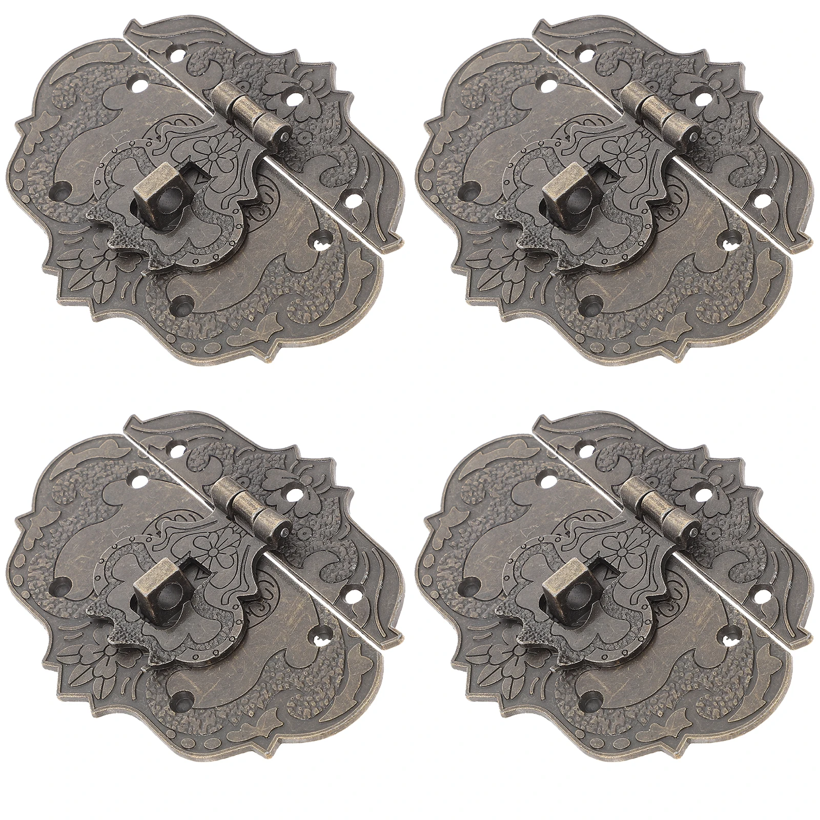 

4 Pcs Lock Panel Retro Zinc Alloy Hasp Latch for Jewelry Box Hardware Brass Plated Durable Cabinet Accessory Wooden