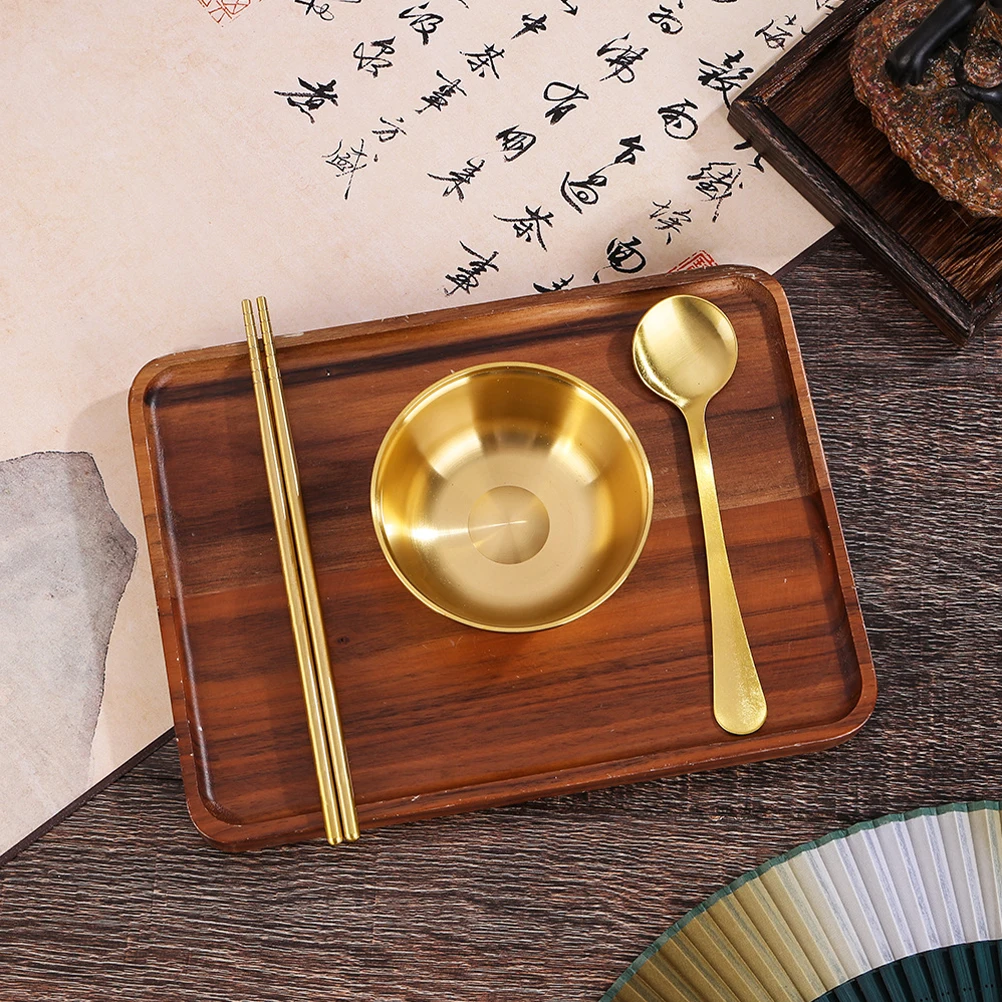 

Brass Tableware Set Bowl with Chopsticks Bowls Spoon Multifunction Fruit Serving and Decorative