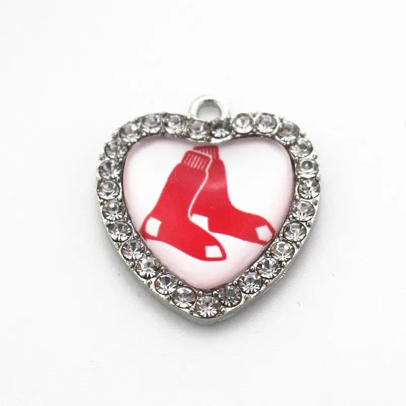 Baseball Sports 10pcs Crystal Heart Dangle Charms DIY Bracelets Bangles Pendants Necklace Jewelry Accessories