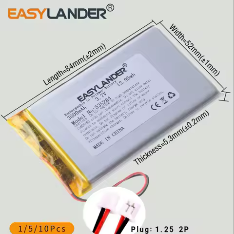 plug 1.25-2P 3.7V 3500mah 535284 rechargeable li-polymer battery for Recreational machines RG35XX H PLUS Game console
