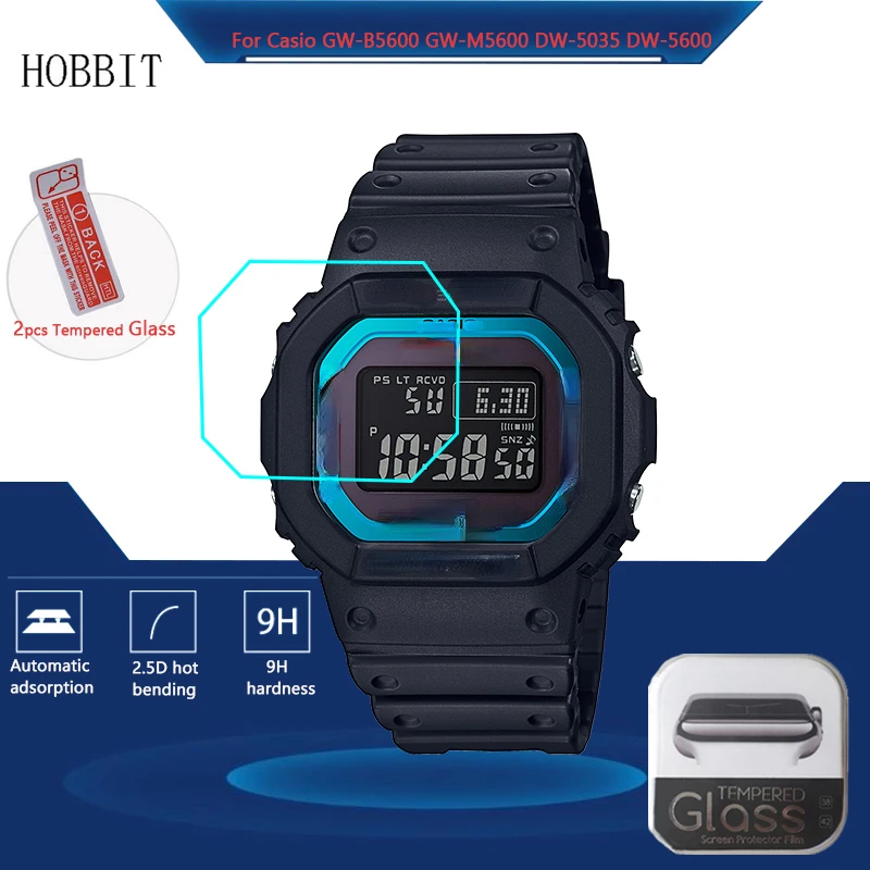 2PCS Glass Protector For Casio GW-B5600 GW-M5600 DW-5035 DW-5600 9H Tempered Screen Protector For Casio G Shock Protective Film