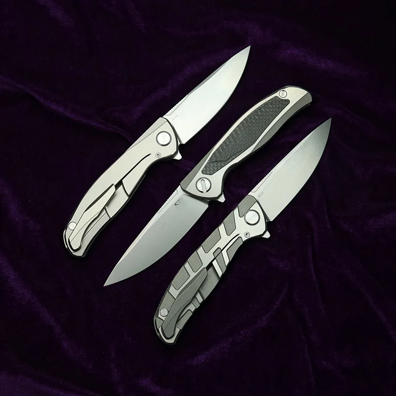 LEMIFSHE F95 F95T Mark M390 Logo rodamientos cerámicos titanio fibra de carbono táctico Camping caza EDC herramienta cuchillo de hoja plegable