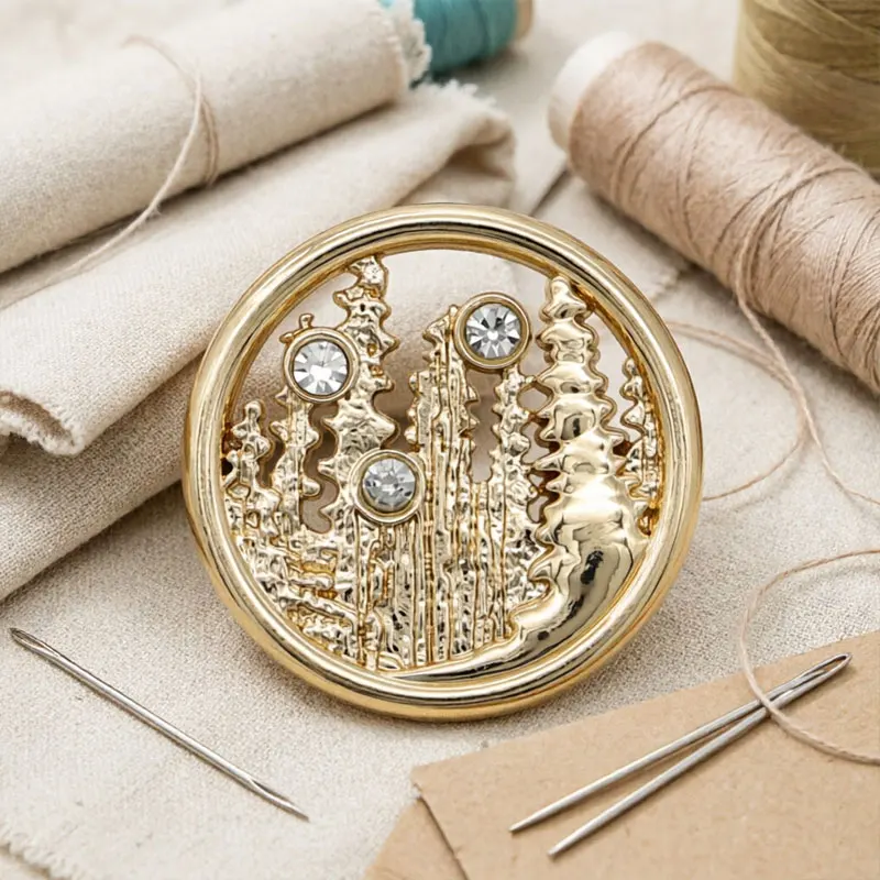 Filigrane Metallknöpfe mit Strass, durchbrochene Kristallknöpfe für Kleidung, Nähzubehör, 18 mm, 23 mm, 10 Stück/Lot – Detail 3