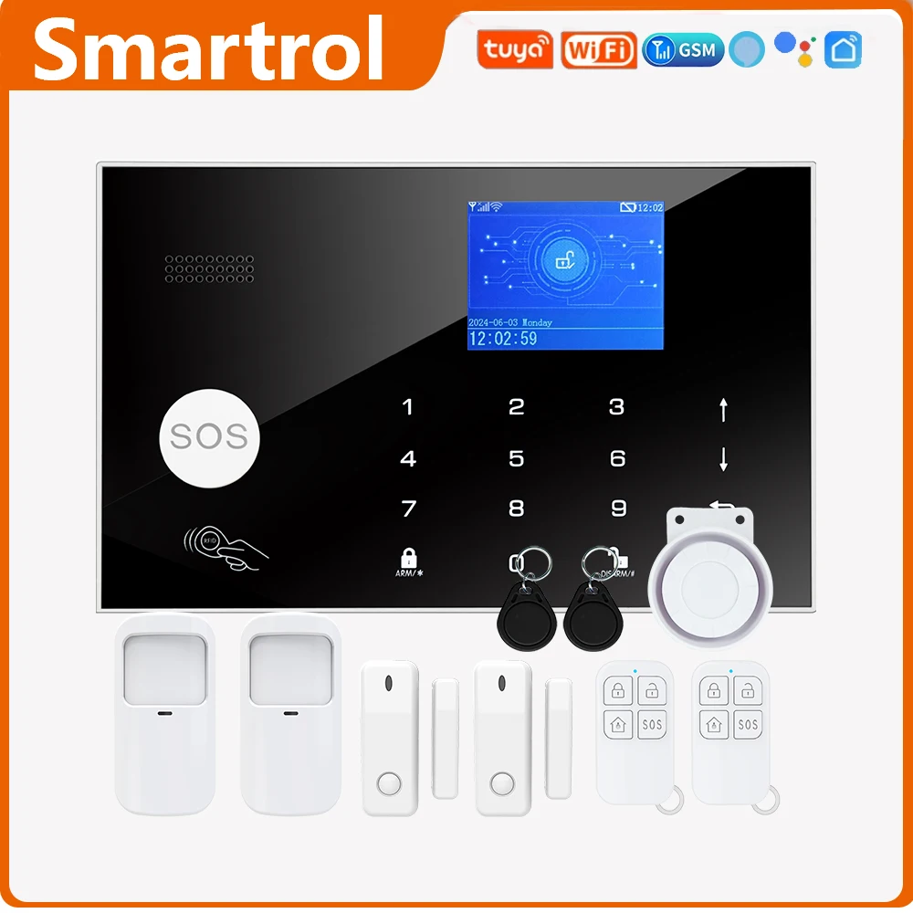 Smartrol Security Alarm System Wireless Smart Home WIFI GSM  Tuya APP Control House Motion Detector Sensor Burglar IP Camera