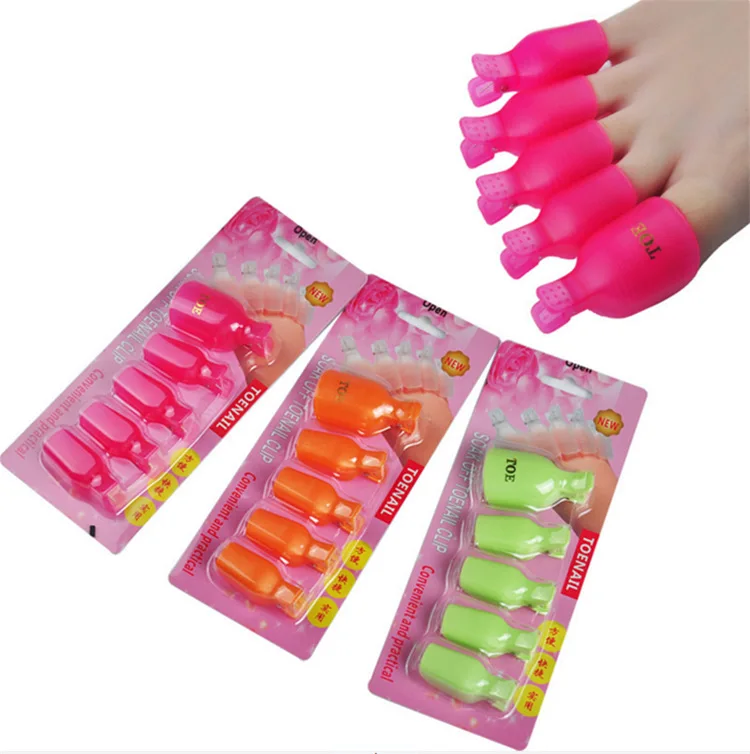 5 PCS Tool Set Nail Polish Remover Soaker Remover Tampas Clipe para dedo do pé unha Soak Off UV Gel nail Polish ferramenta