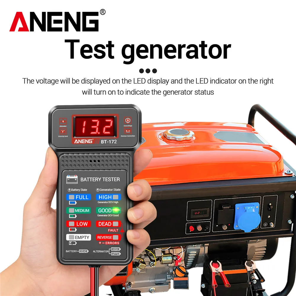 BT-172 Battery Tester Monitor Panel Gauge-Battery Status-Indicator 12V Car Electric Quantity Detector Diagnostic Tool