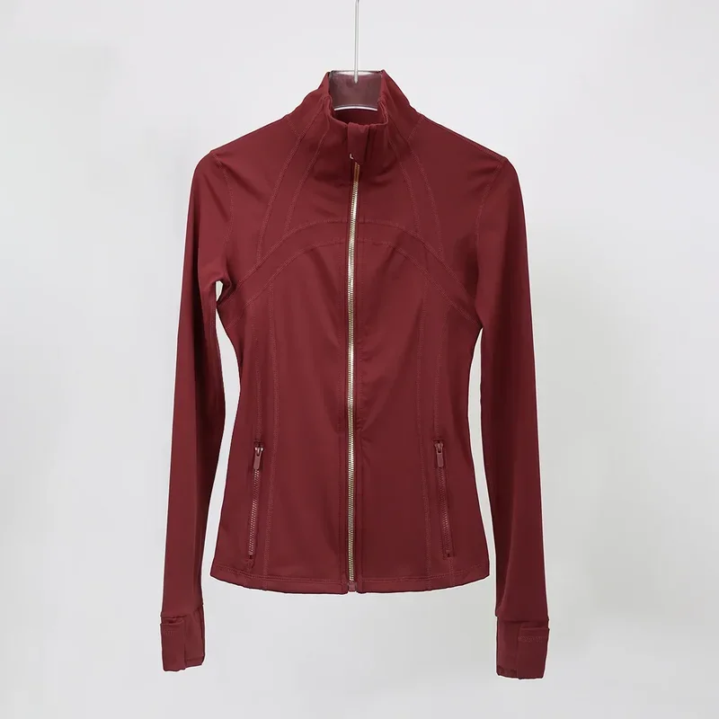 

Gold Zipper Up Collection Stand Collar Jacket No Hood Jacket Yoga Set Clothing Women Men Fashion Outdoor Sportswear