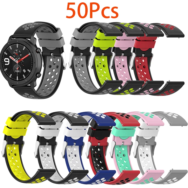 50Pcs 18mm 20mm 22mm Smartwatch Straps for Samsung Galaxy Watch 4 Silicone Quick Release Rubber Replacement Watch Bands