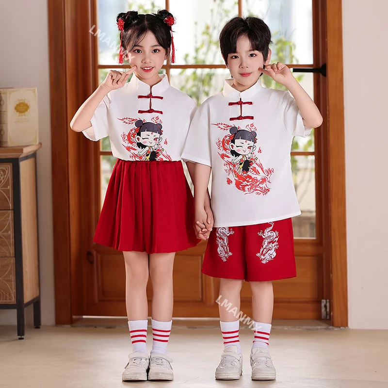 children's-chorus-chinese-style-printed-nezha-performance-costume-sports-games-poetry-recitation-performance-costume