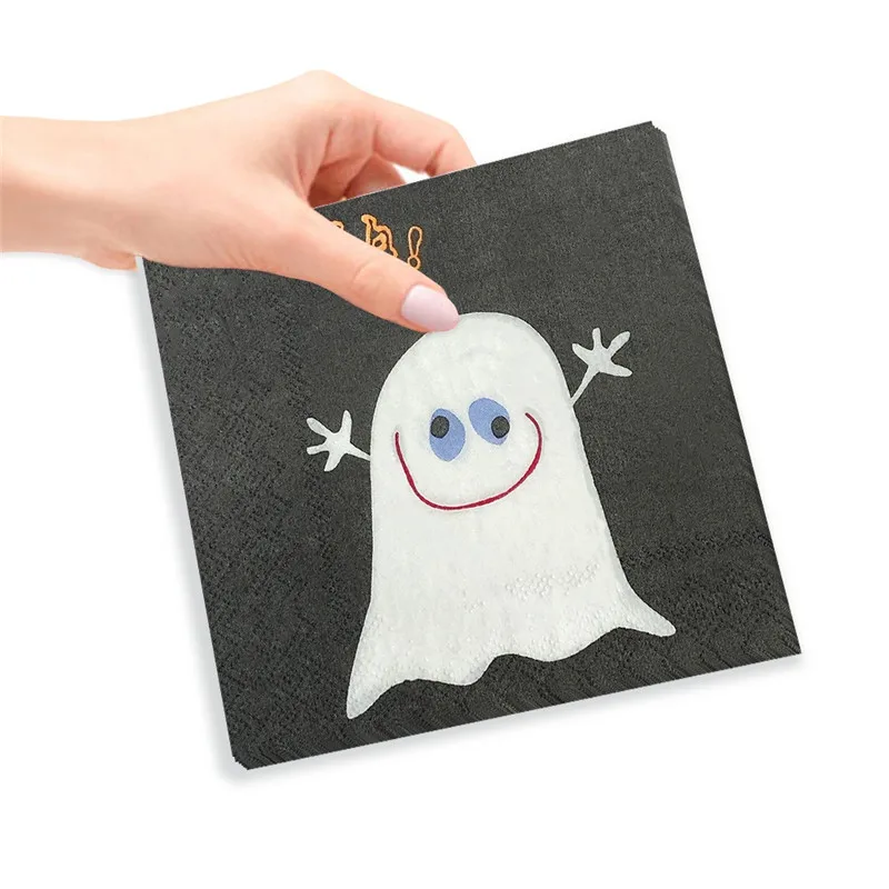 20pcs Halloween Theme Pumpkin Disposable Paper Napkins Home Party Tableware Home Decoration