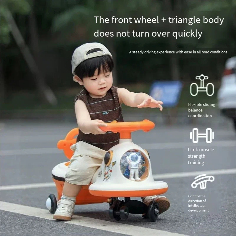 Children's Twister Car Scooter Walker Yo-yo Car 1-6 Years Old Adults Can Sit Anti-rollover Silent Wheel Music Lights Toys Car