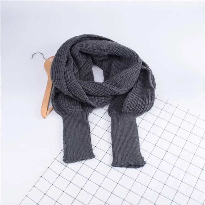 Solid Color Knit Shawl With Long Sleeves Elegant Soft Warm Short Top Autumn Winter Coldproof Elastic Wrap Scarf Sweater Scarfs