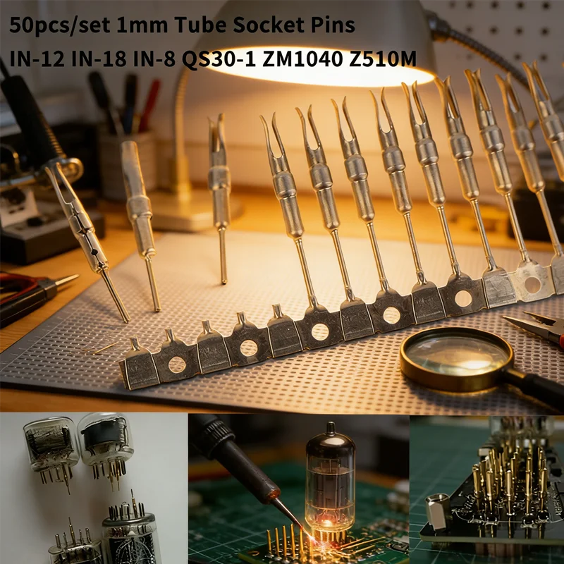 Pernos de Repuesto para Sockets de Tubos Nixie, 50 Piezas, 1mm, Chapados en Oro, Ideales para Reparar Relojes con IN-12, IN-18, QS30-1