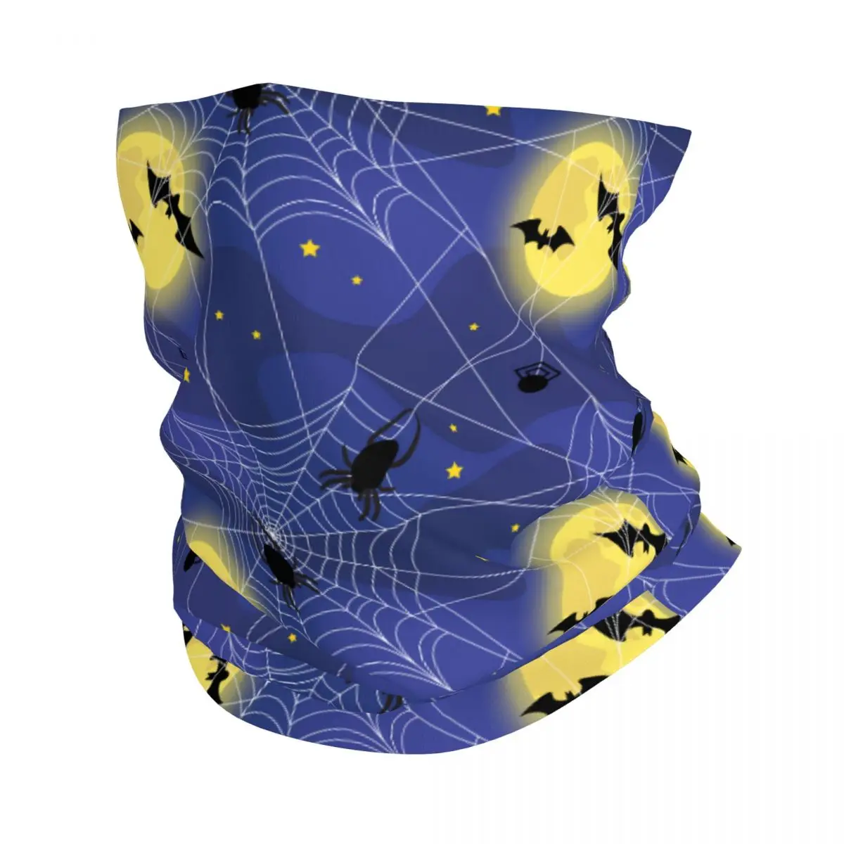 Black Spider Bat Web Halloween Bandana Neck Gaiter Printed Balaclavas Wrap Scarf Outdoor Cycling Running for Men Adult Winter