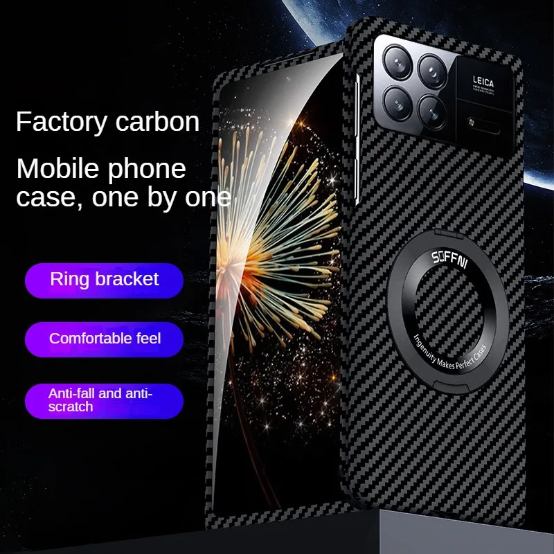 Funda For Xiaomi MIX Fold 3 4 Magsafe Case Carbon Fiber Ring Holder Magnetic Hard Protective Cover MIX Flip Fold 3 2 4 Coque