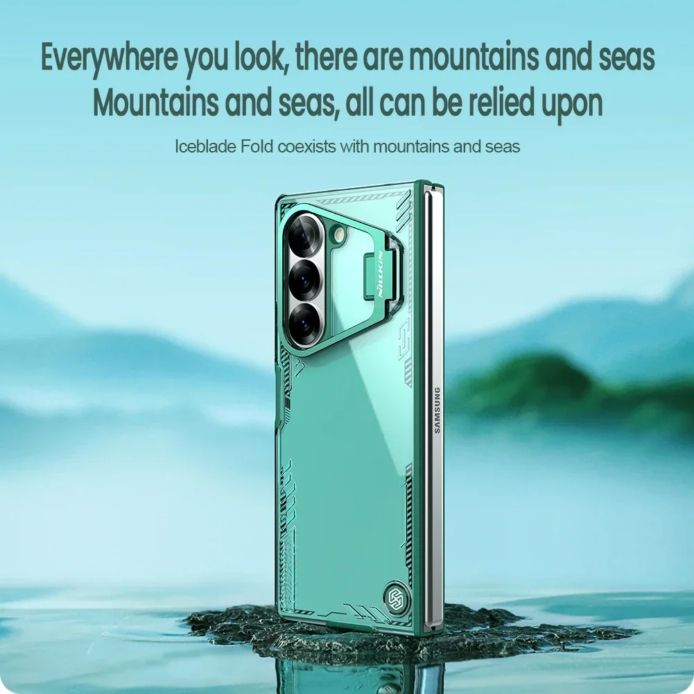 Nillkin For Samsung Galaxy Z Fold 6 5G Case iceblade Prop Fold transparent Clear Lens 360 full Camera Stand Cover Protection