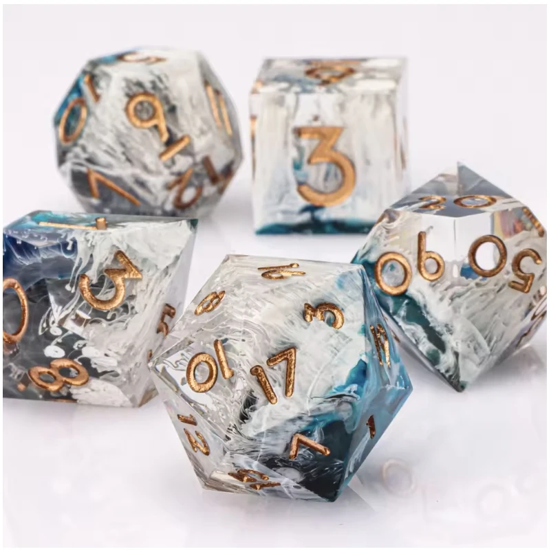 

Набор геймерских кубиков Sharp Edge DND ручной работы, 7 штук, для Dungeons and Dragons, TTRPG, многогранные полимерные кубики для ролевых игр